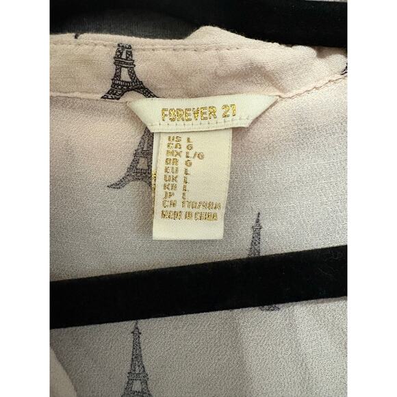 Forever 21 | Women's Juniors Eiffel Tower Graphic Long Sleeve Blouse | Large - Picture 3 of 4